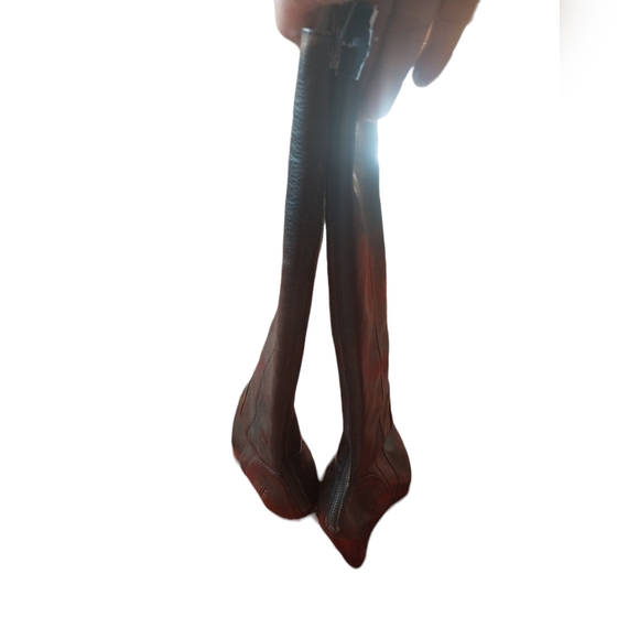 Frye Regina zip High Heel Tall Western Boots brown Leather size 7 - Picture 8 of 11